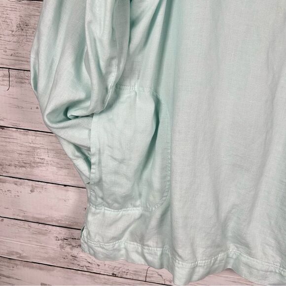 J. Jill Aqua Linen Popover Tunic Cotton Knit Lined Double Layer Sz Large - Picture 5 of 7